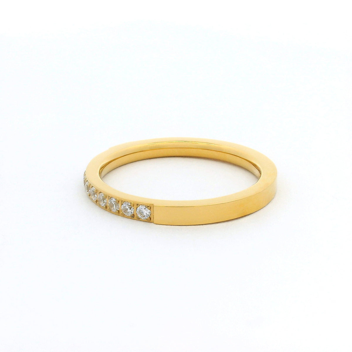 2mm Gold Half Glitz Eternity Ring | Cubic Zirconia Stacking Ring