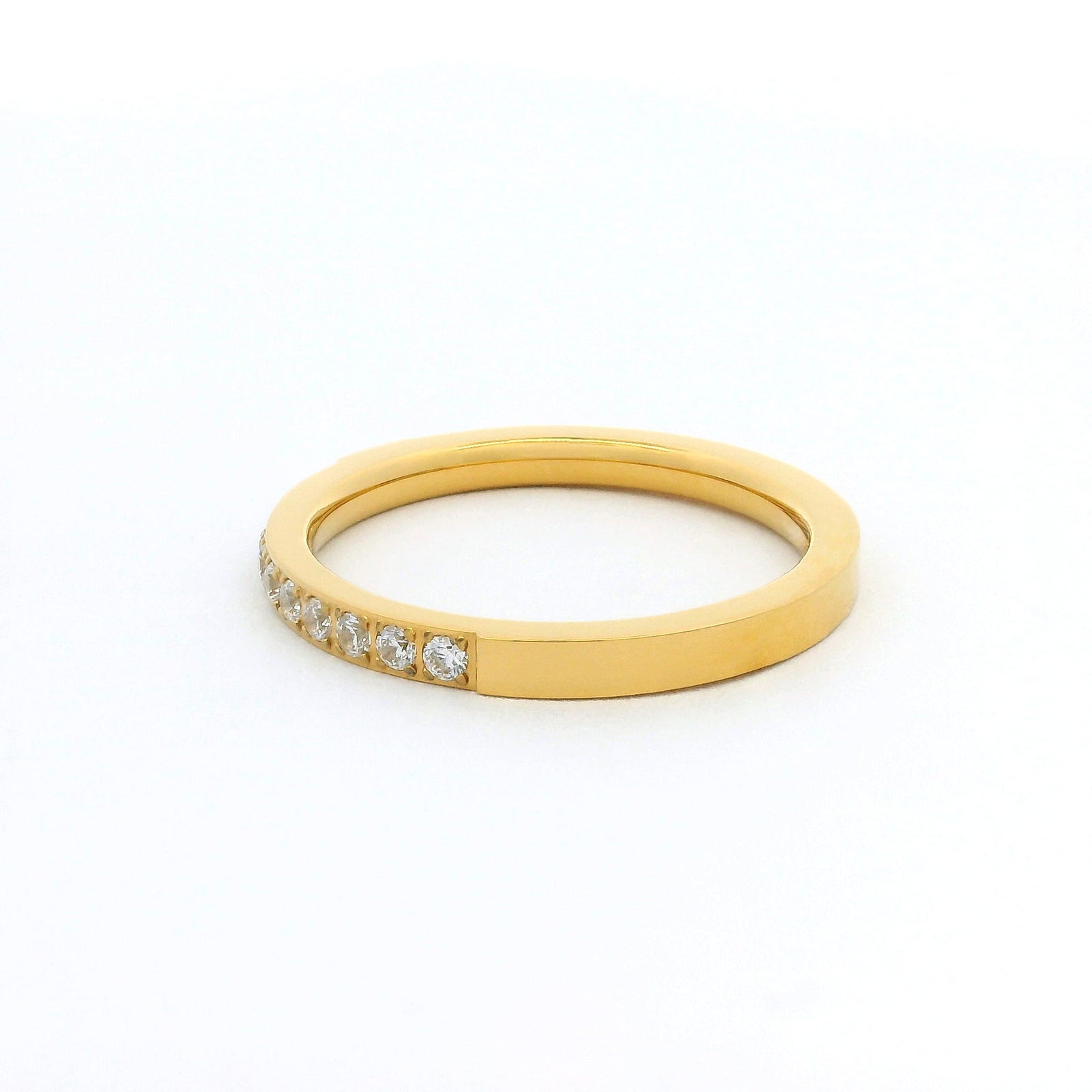2mm Gold Half Glitz Eternity Ring | Cubic Zirconia Stacking Ring