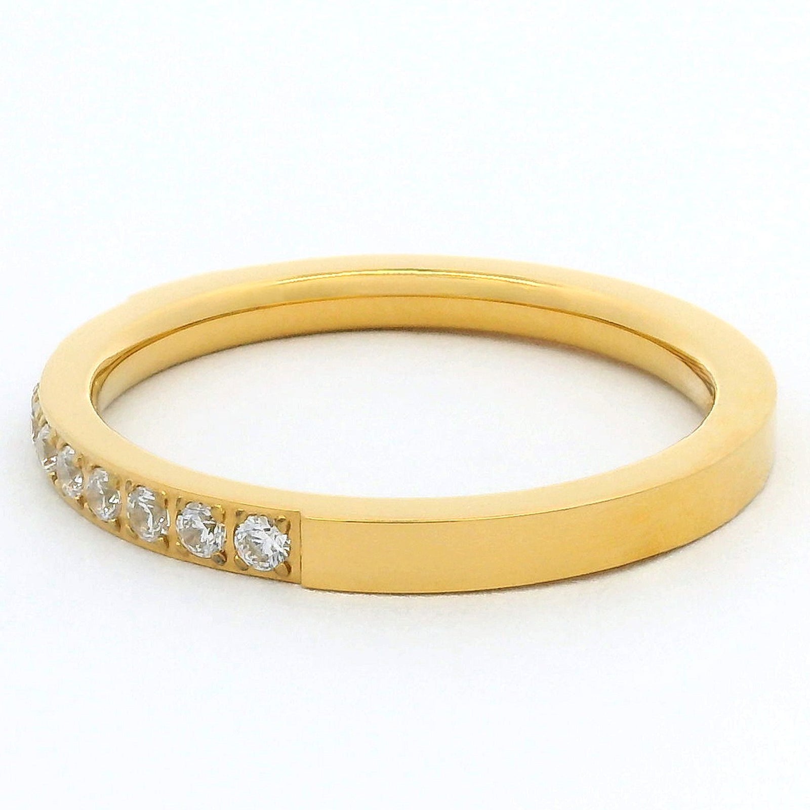 2mm Gold Half Glitz Eternity Ring | Cubic Zirconia Stacking Ring