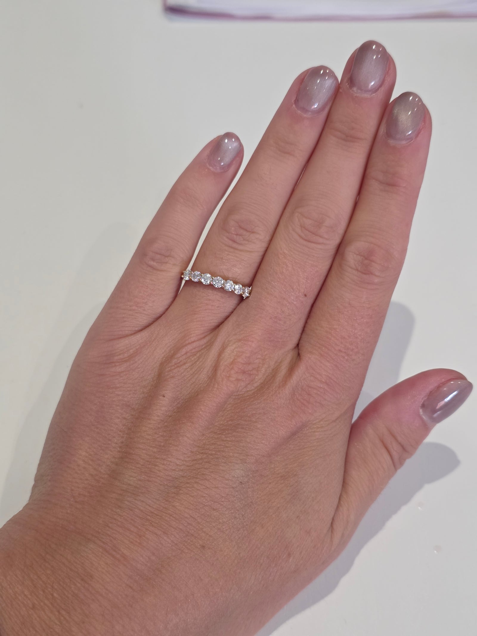 1ct Round Moissanite Half Eternity Ring | 18K Gold Dazzle Ring