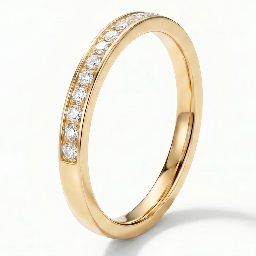 Gold 2mm Half Glitz Ring