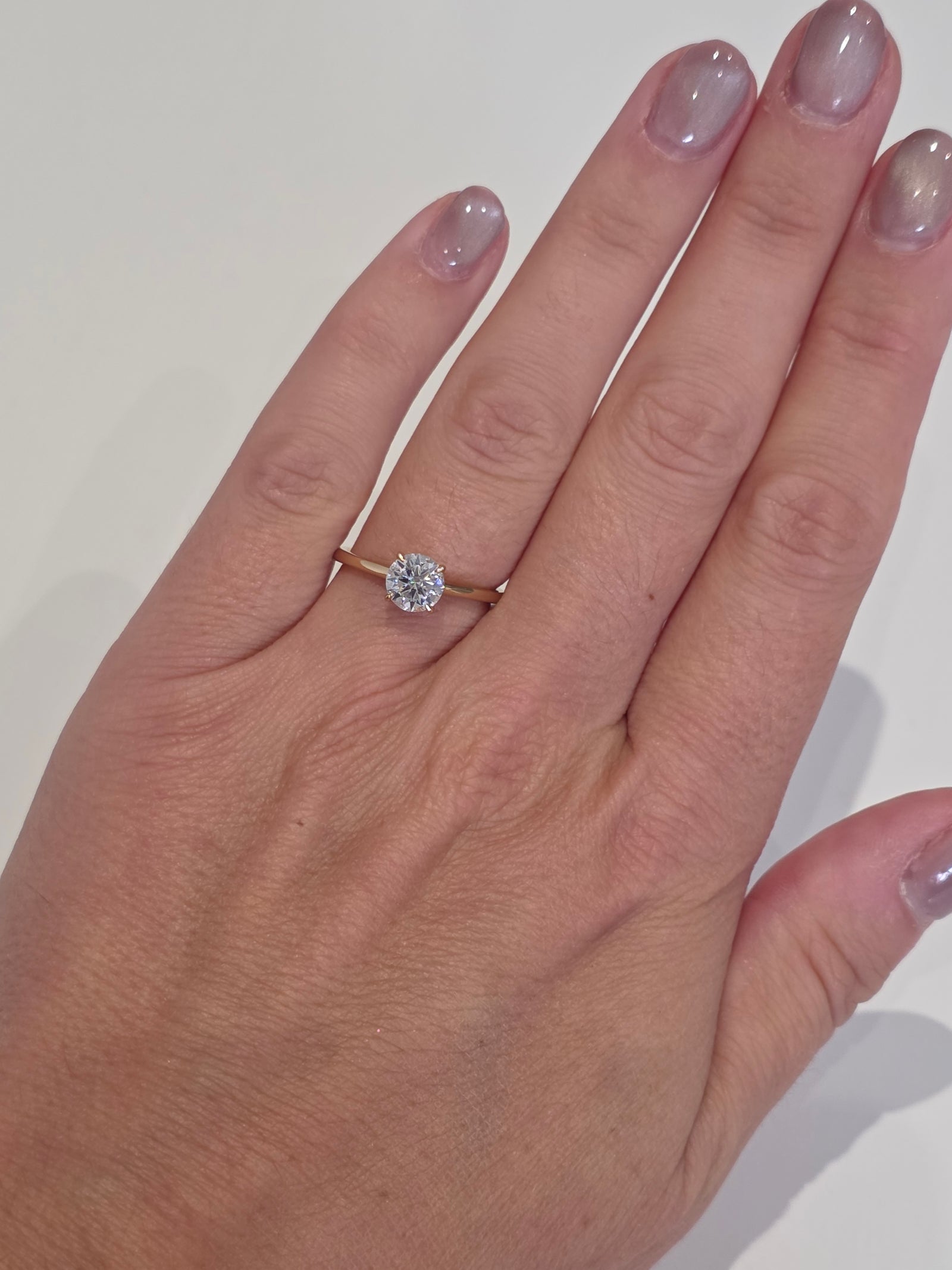 1ct Round Brilliant Moissanite Engagement Ring | 18K Gold Classic Dazzle Ring