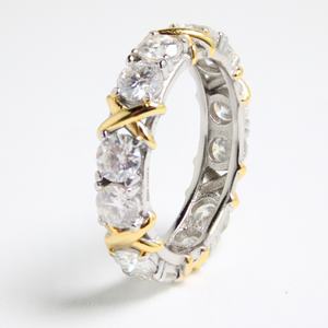 White Gold 3ct Moissanite Golden Kisses Eternity Dazzle Ring