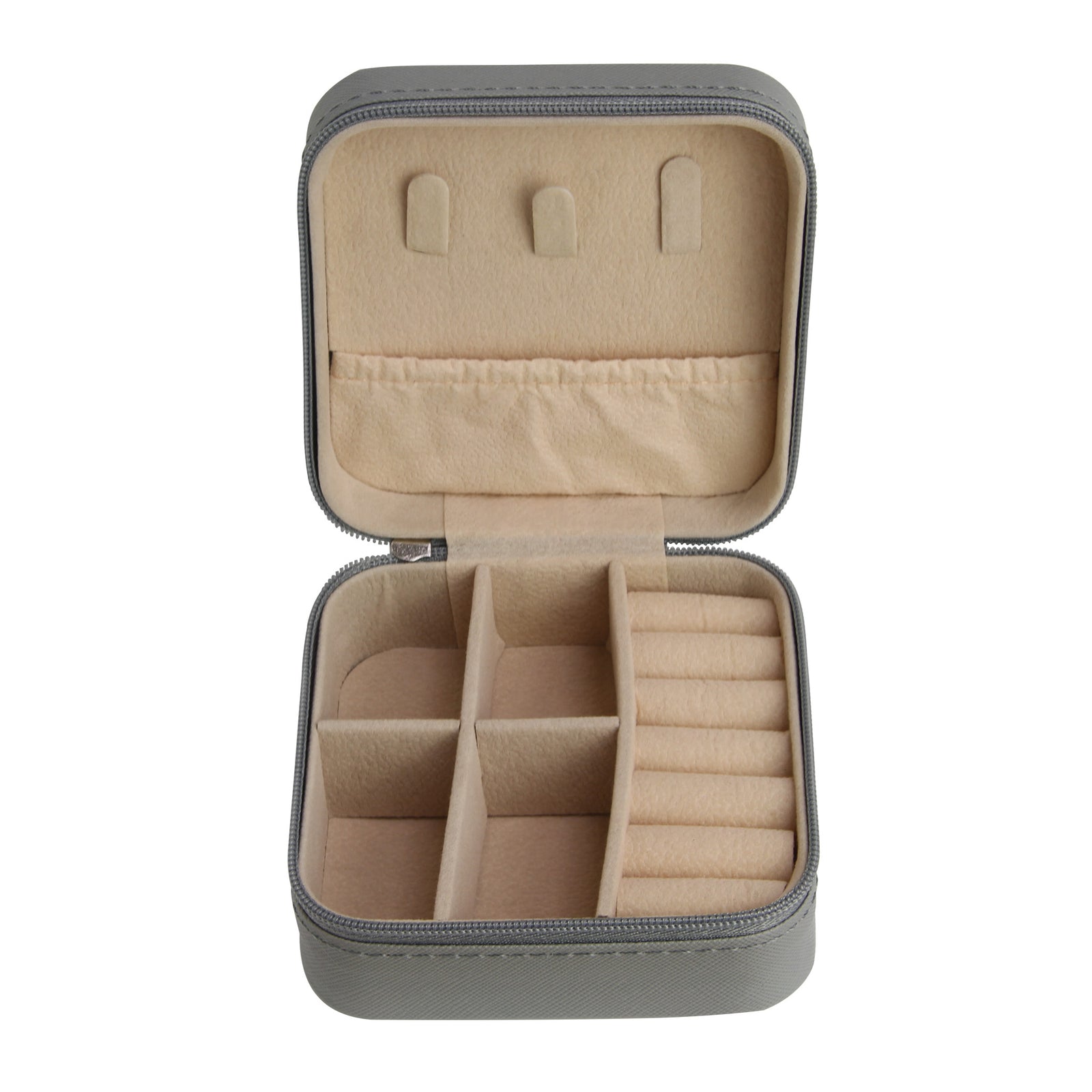 Grey Medium Zipped Travel Jewellery Box