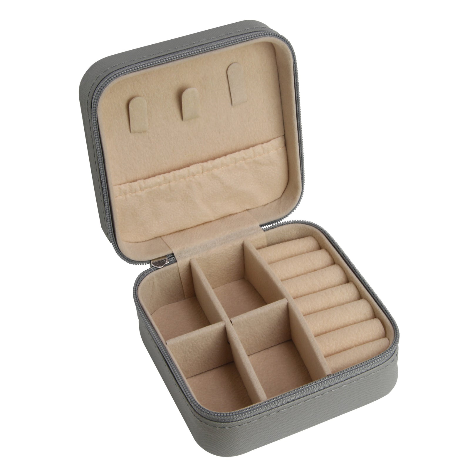 Grey Medium Zipped Travel Jewellery Box