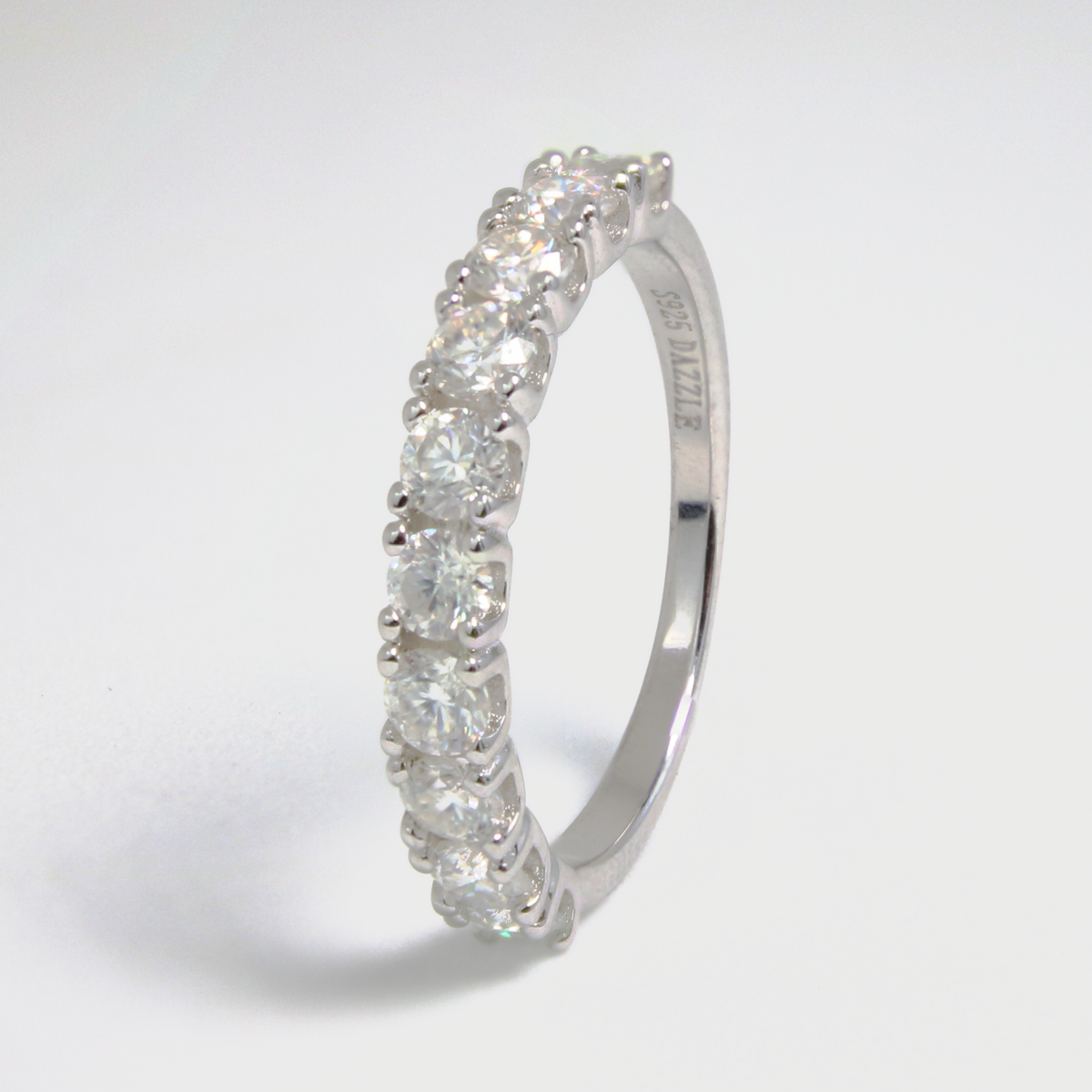 White Gold 1ct Moissanite Half Eternity Dazzle Ring