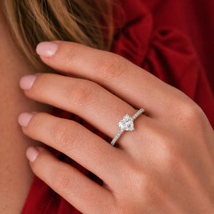 White Gold 1ct Heart Moissanite Slimline Dazzle Ring