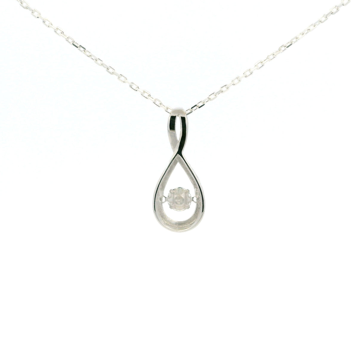 White Gold Infinity Moissanite Silver Dazzle Pendant Necklace