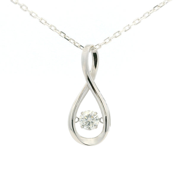 White Gold Infinity Moissanite Silver Dazzle Pendant Necklace