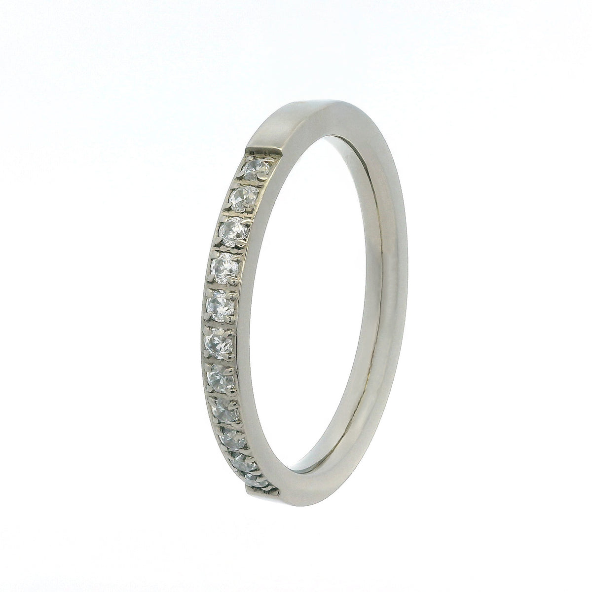 2mm Original Titanium Half Glitz Eternity Ring | Cubic Zirconia Stacking Ring