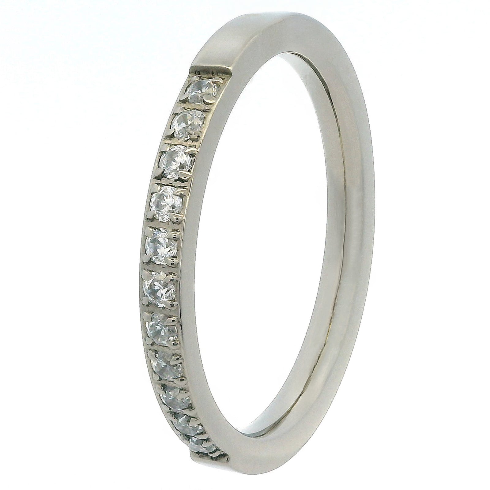 2mm Original Titanium Half Glitz Eternity Ring | Cubic Zirconia Stacking Ring