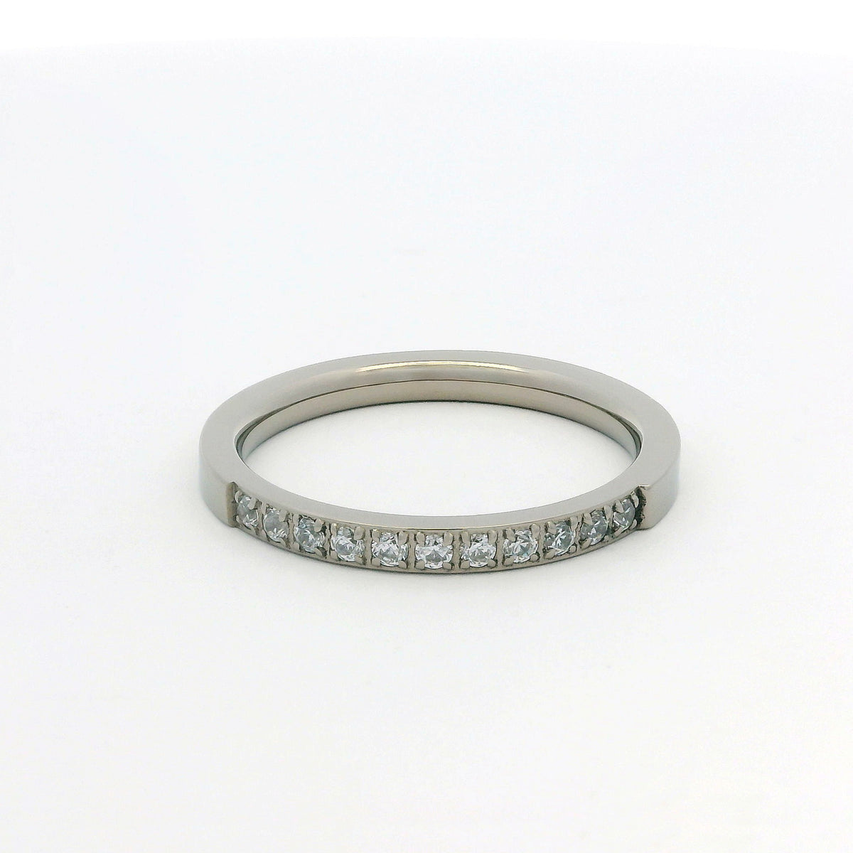 2mm Original Titanium Half Glitz Eternity Ring | Cubic Zirconia Stacking Ring