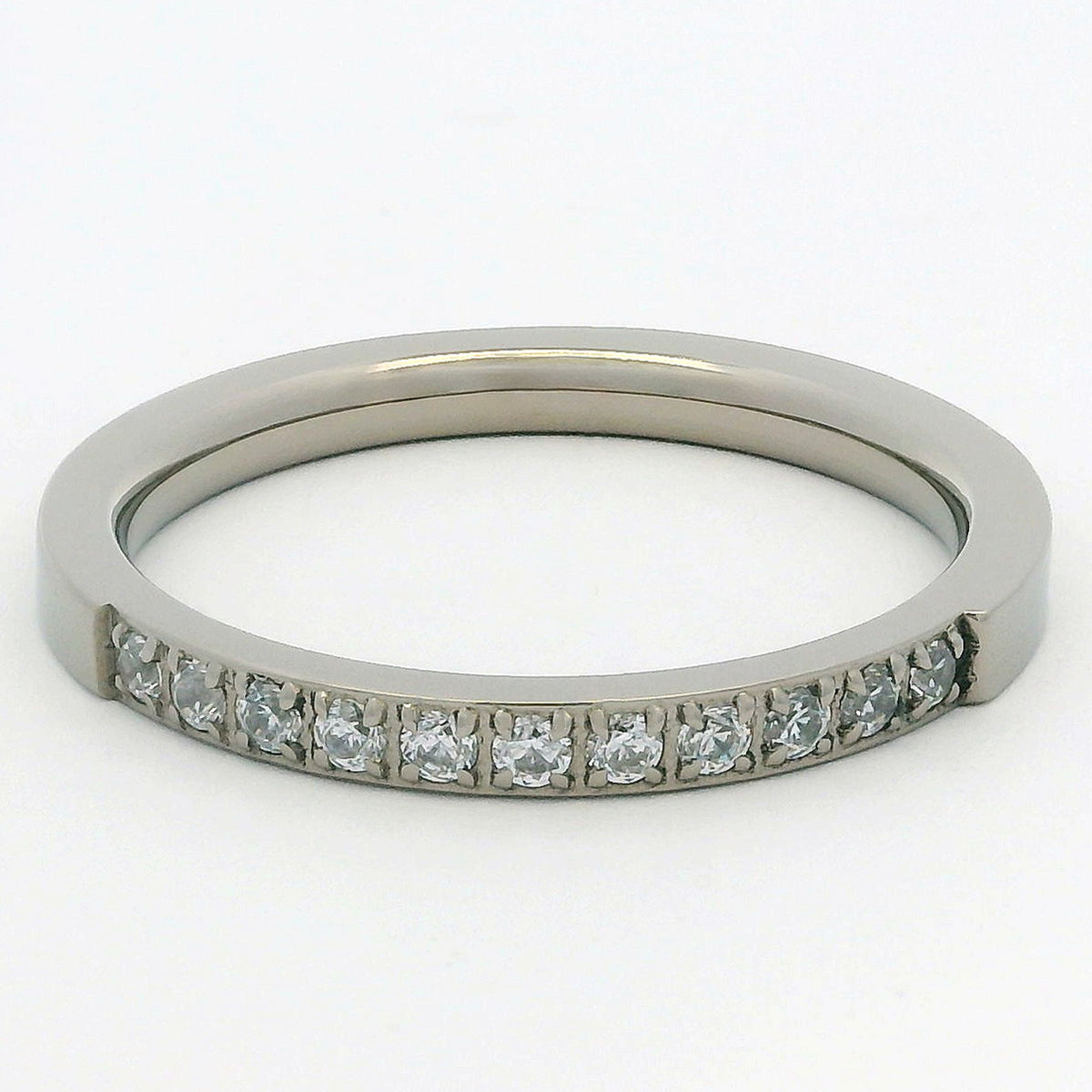 2mm Original Titanium Half Glitz Eternity Ring | Cubic Zirconia Stacking Ring