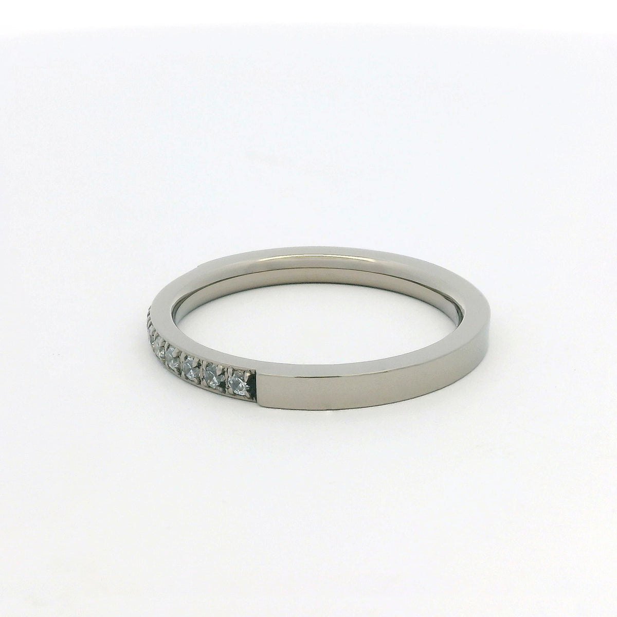 2mm Original Titanium Half Glitz Eternity Ring | Cubic Zirconia Stacking Ring
