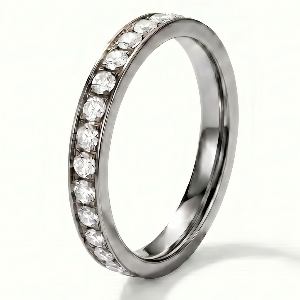 3mm Original Titanium Full Glitz Ring Cubic Zirconia Stacking Ring