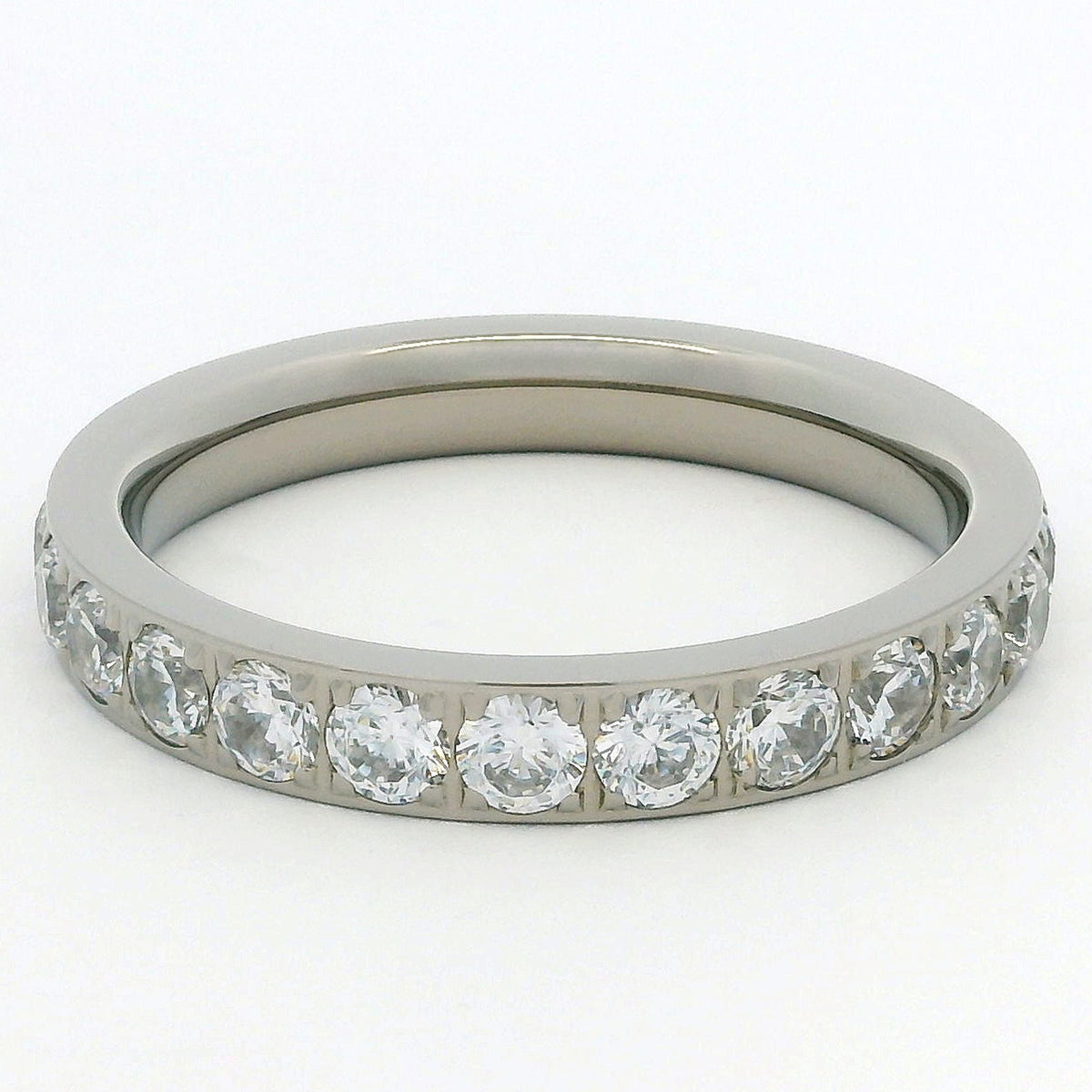 3mm White Gold Full Glitz Eternity Ring | Cubic Zirconia Stacking Ring
