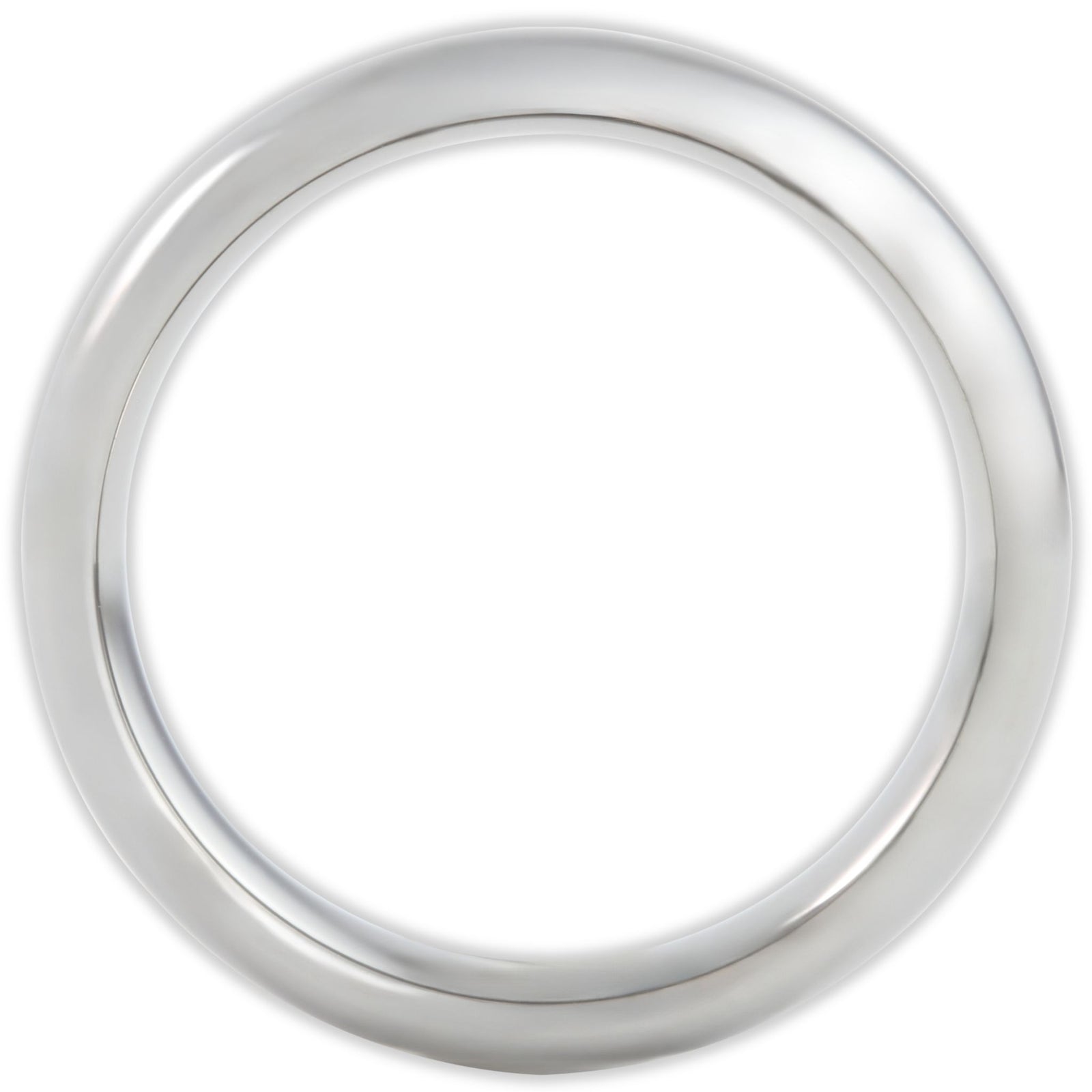 Side profile of tungsten ring showing curved band and comfort fit shape