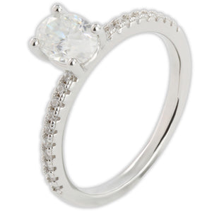 White Gold 1ct Oval Moissanite Slimline Dazzle Ring