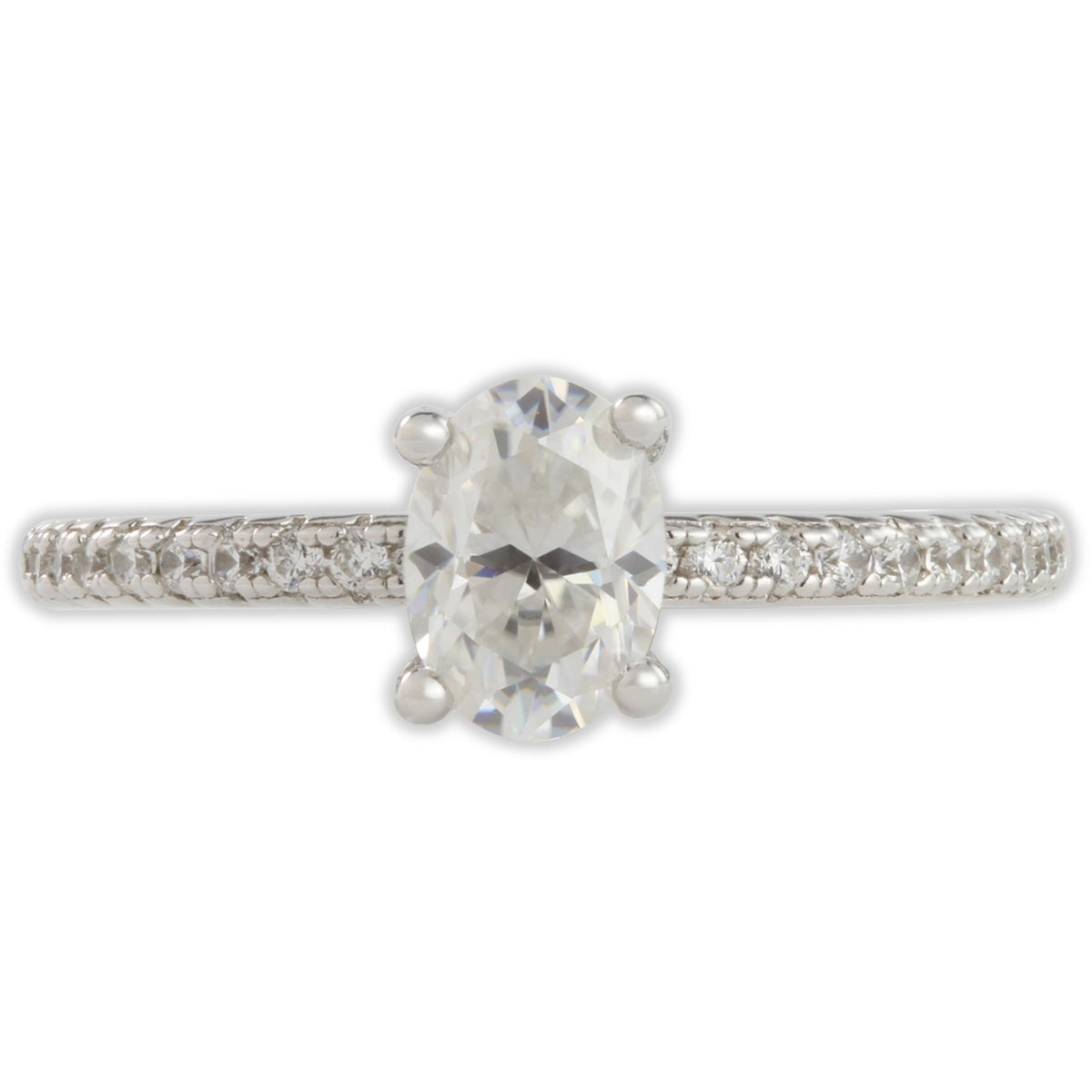 White Gold 1ct Oval Moissanite Slimline Dazzle Ring