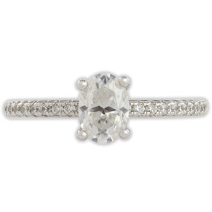 White Gold 1ct Oval Moissanite Slimline Dazzle Ring