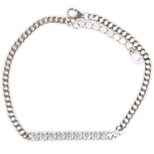 1ct White Gold Moissanite Part Tennis Silver Dazzle Bracelet