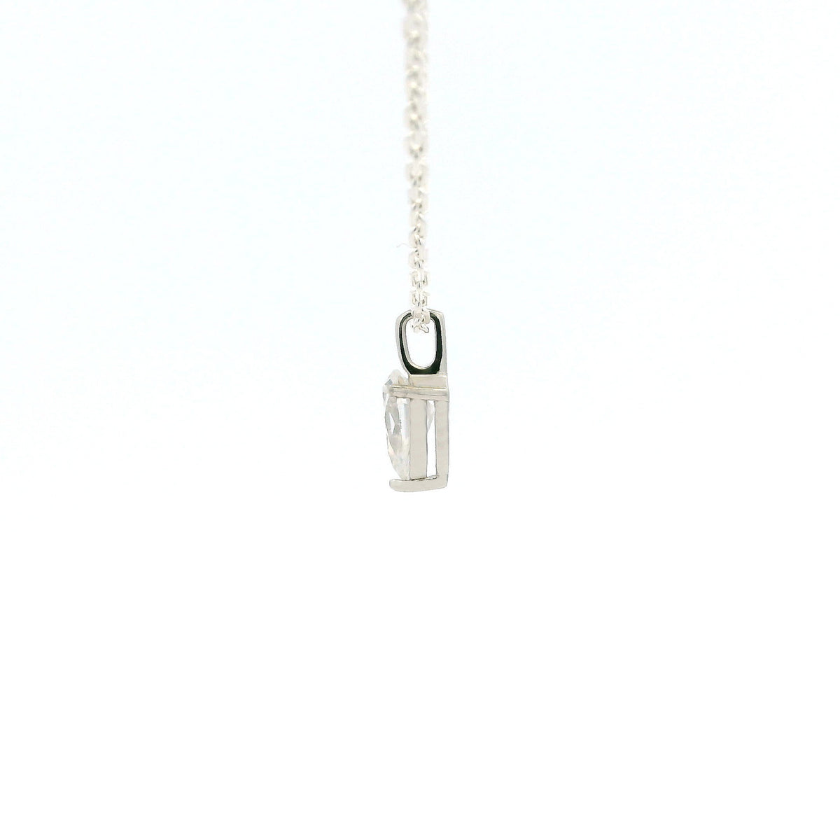 White Gold 1ct Pear Drop Moissanite Silver Dazzle Pendant Necklace
