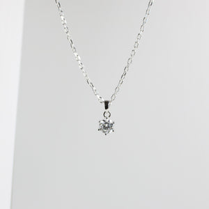 White Gold 1ct Moissanite 6 Prong Silver Dazzle Pendant Necklace