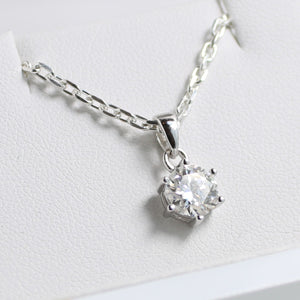 White Gold 1ct Moissanite 6 Prong Silver Dazzle Pendant Necklace