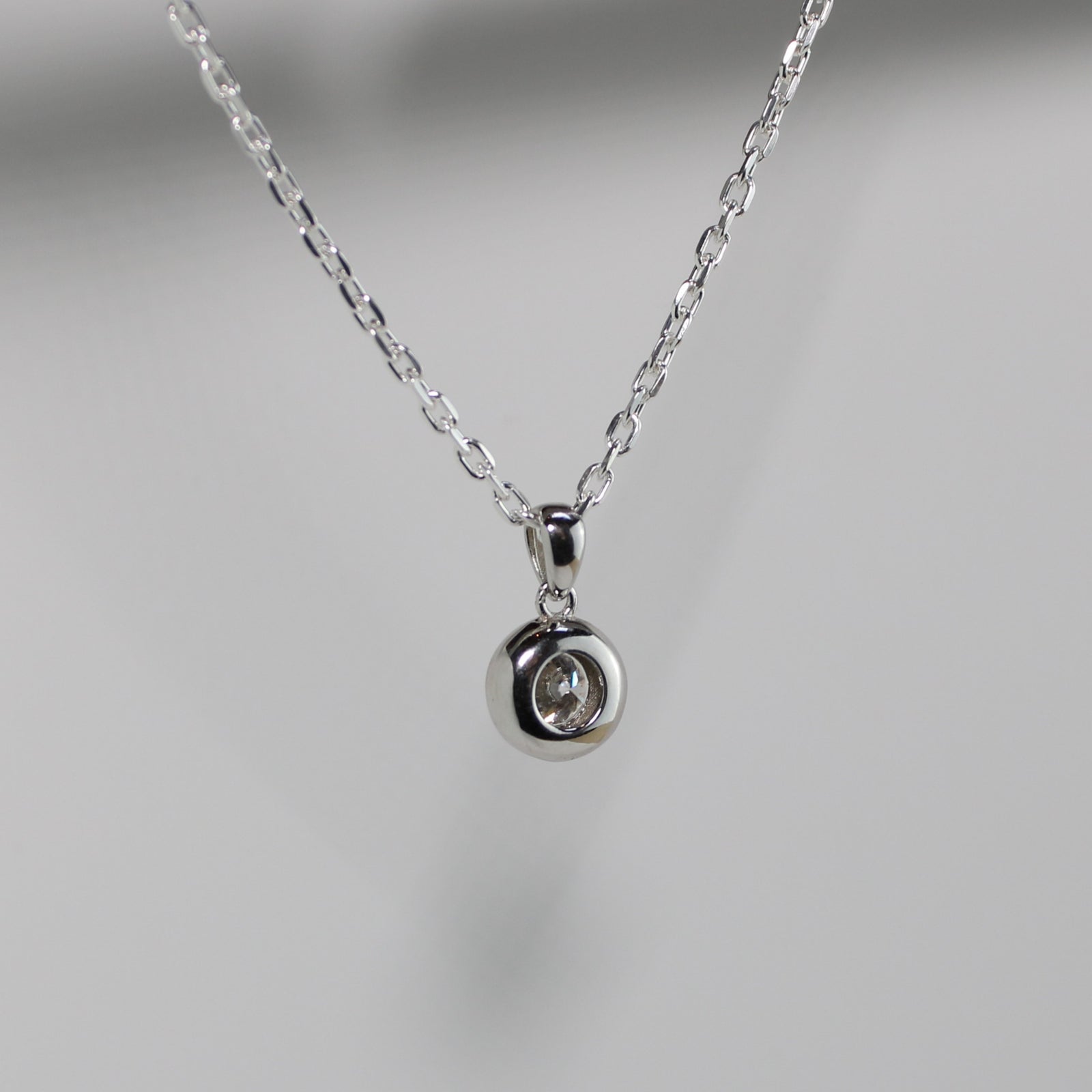 White Gold 1ct Moissanite Enclosed Silver Dazzle Pendant Necklace