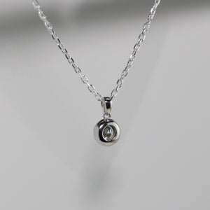 White Gold 1ct Moissanite Enclosed Silver Dazzle Pendant Necklace