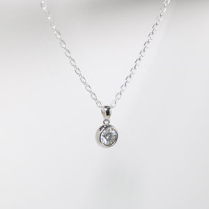 White Gold 1ct Moissanite Enclosed Silver Dazzle Pendant Necklace