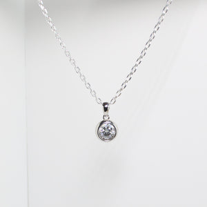 White Gold 1ct Moissanite Enclosed Silver Dazzle Pendant Necklace