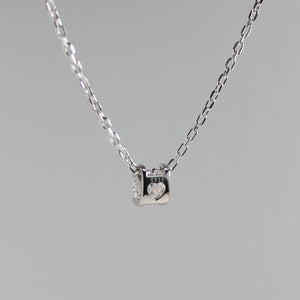 White Gold 1ct Moissanite Secret Heart Silver Dazzle Pendant Necklace