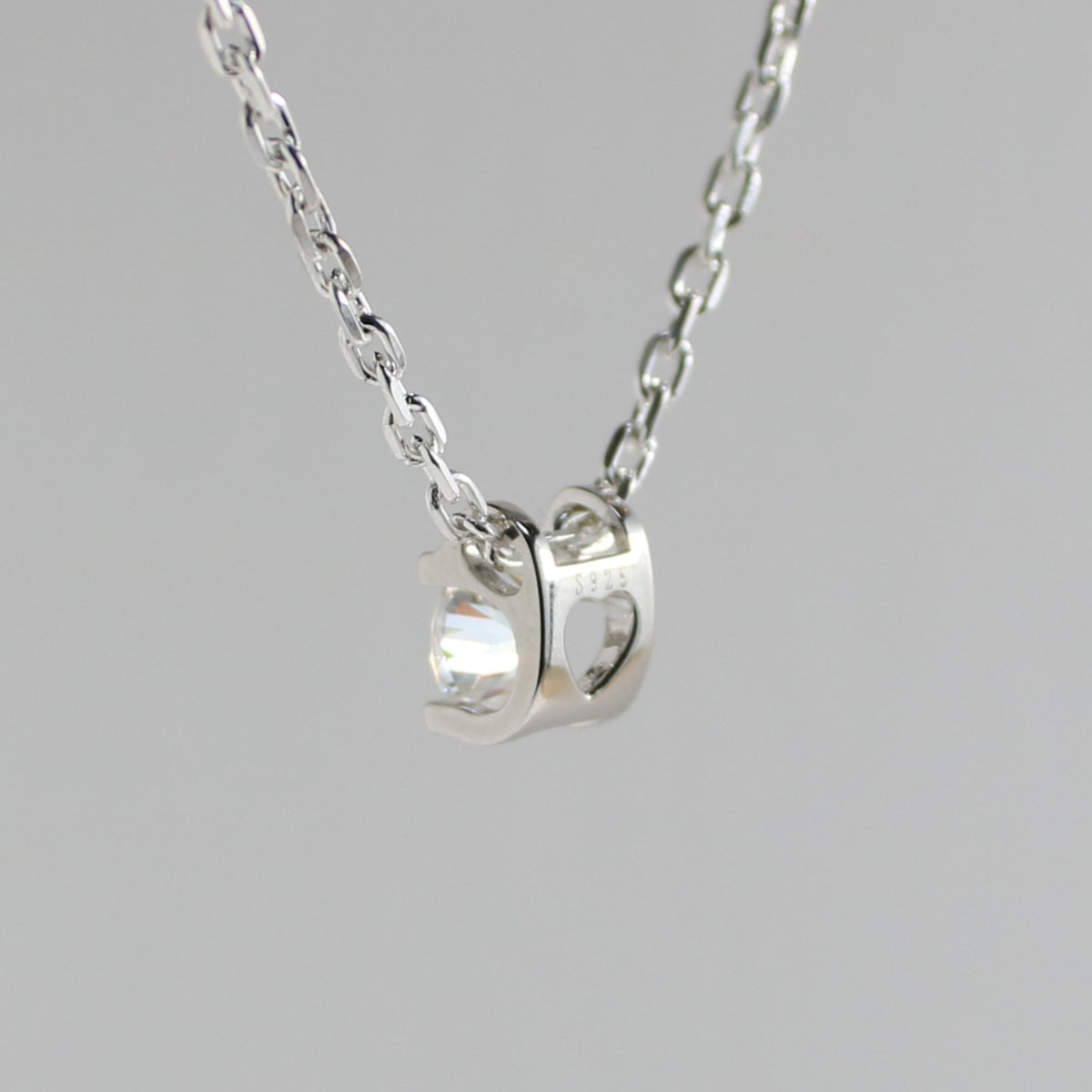 White Gold 1ct Moissanite Secret Heart Silver Dazzle Pendant Necklace