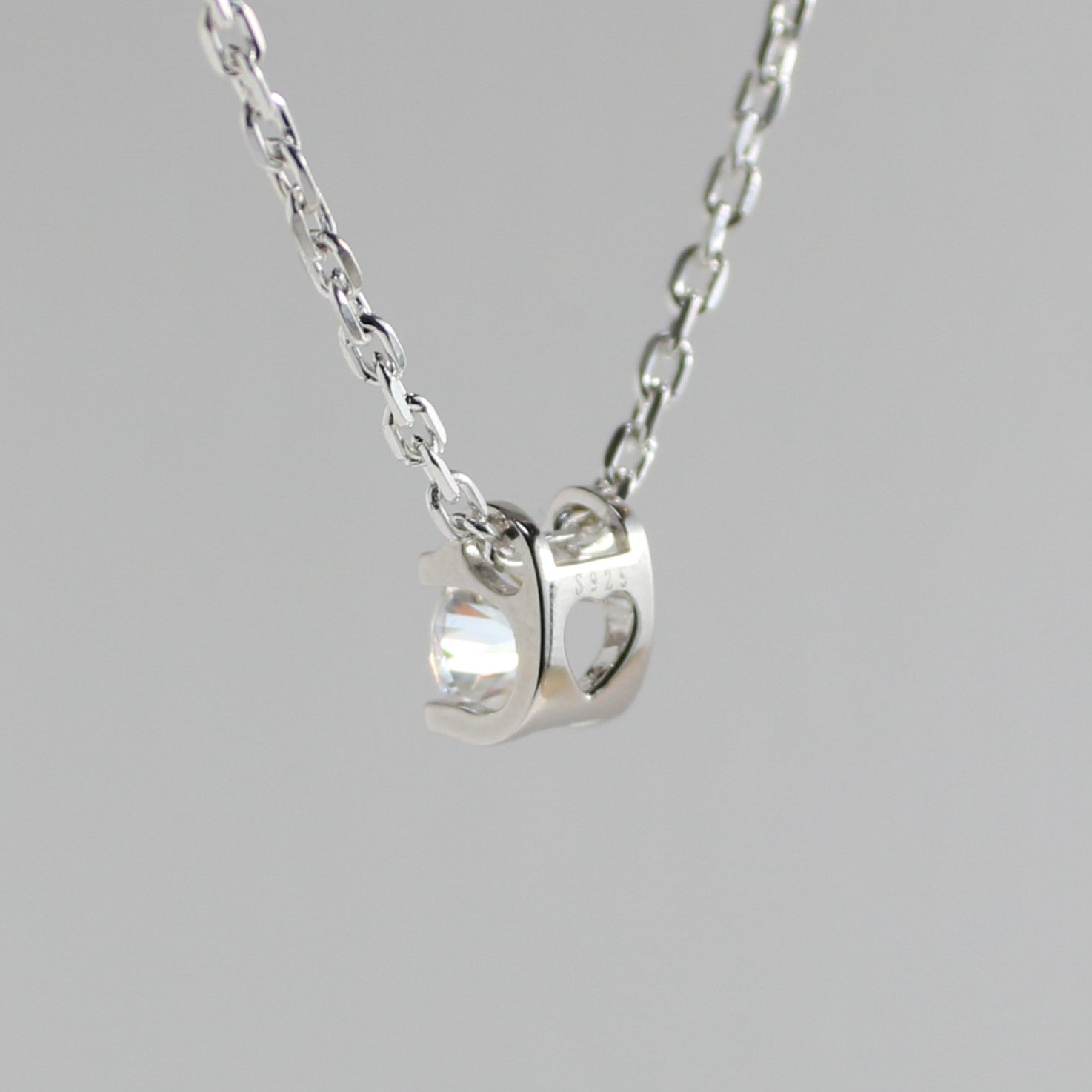 White Gold 1ct Moissanite Secret Heart Silver Dazzle Pendant Necklace