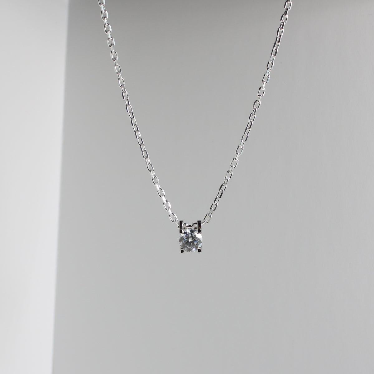 White Gold 1ct Moissanite Secret Heart Silver Dazzle Pendant Necklace