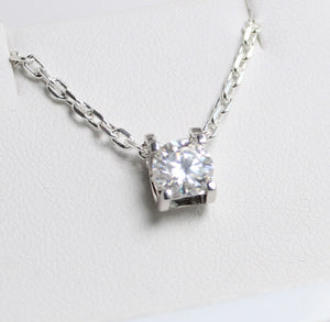 White Gold 1ct Moissanite Secret Heart Silver Dazzle Pendant Necklace