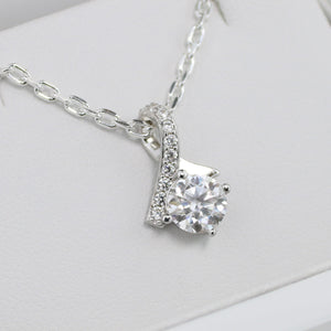 White Gold 1ct Moissanite Twist Silver Dazzle Pendant Necklace