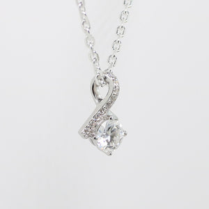 White Gold 1ct Moissanite Twist Silver Dazzle Pendant Necklace