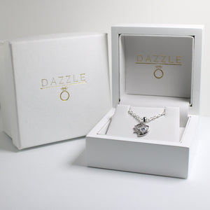 White Gold Moissanite Cat Silver Dazzle Pendant Necklace