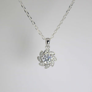 White Gold 1ct Moissanite Flower Silver Dazzle Pendant Necklace