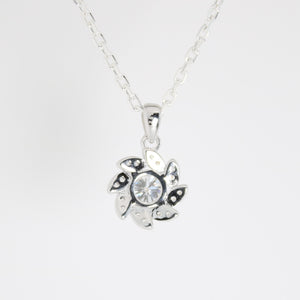 White Gold 1ct Moissanite Flower Silver Dazzle Pendant Necklace