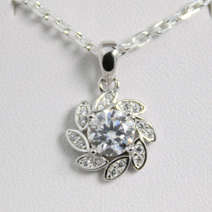 White Gold 1ct Moissanite Flower Silver Dazzle Pendant Necklace