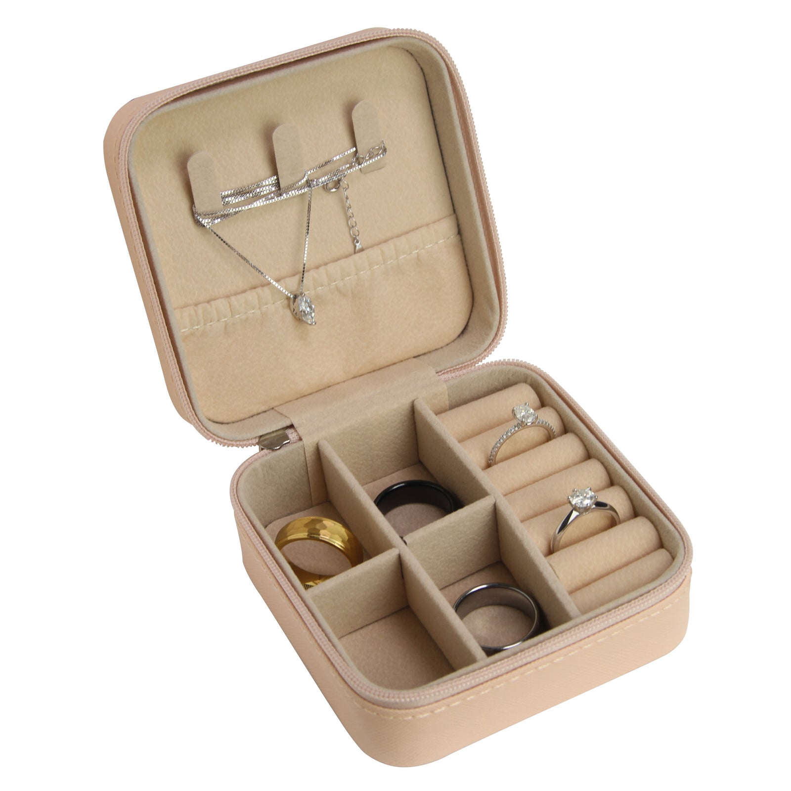 Pink Medium Zipped Travel Jewellery Box