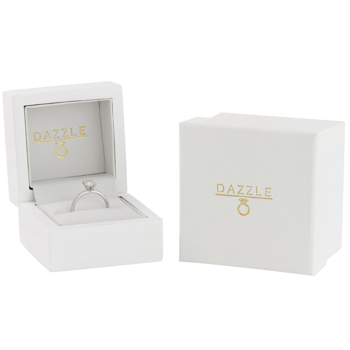 White Gold 1ct Square Moissanite Slimline Dazzle Ring