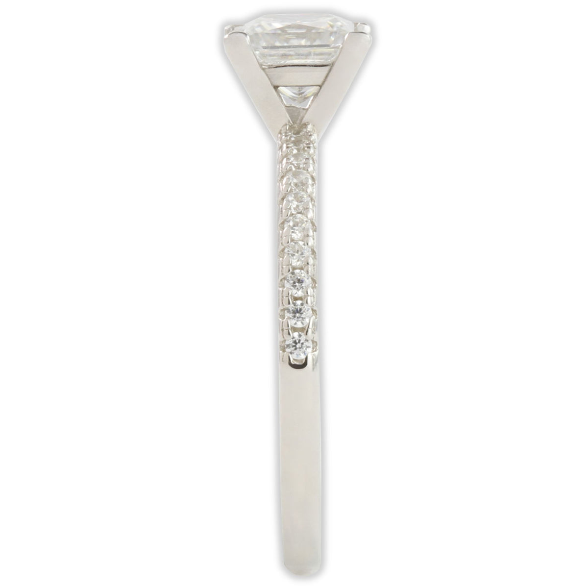 White Gold 1ct Square Moissanite Slimline Dazzle Ring