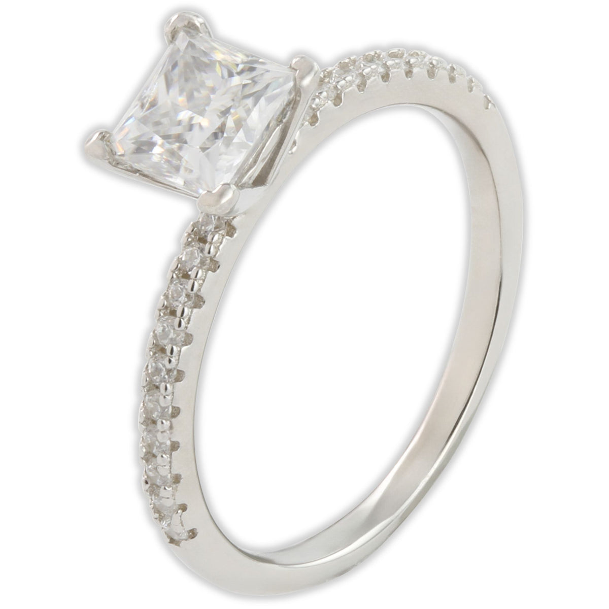 White Gold 1ct Square Moissanite Slimline Dazzle Ring