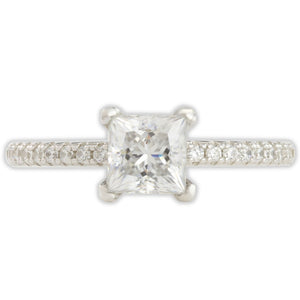 White Gold 1ct Square Moissanite Slimline Dazzle Ring