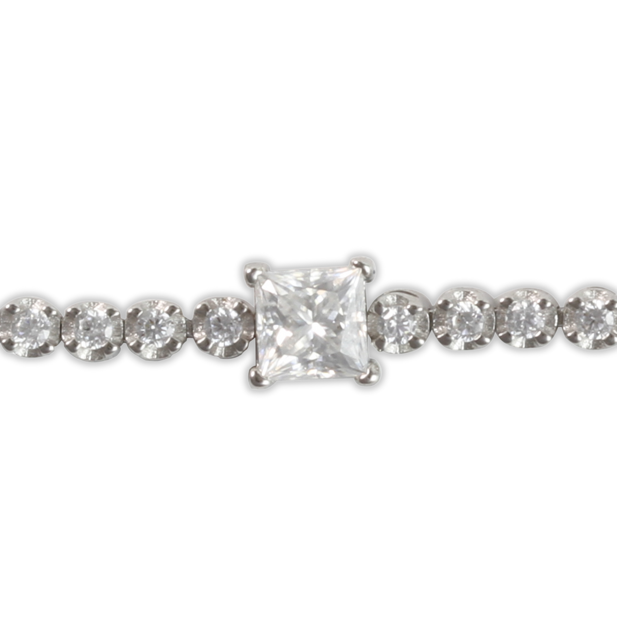 1ct White Gold Moissanite Princess Tennis Silver Dazzle Bracelet