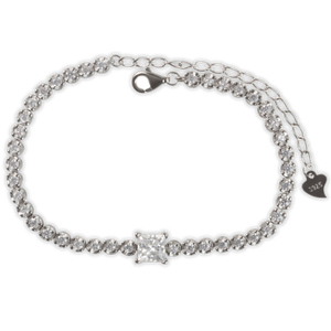 1ct White Gold Moissanite Princess Tennis Silver Dazzle Bracelet